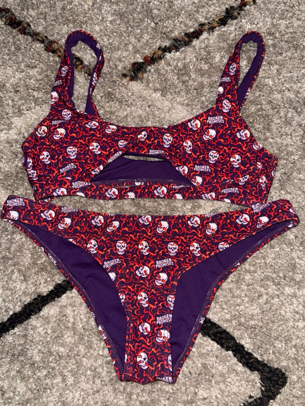 Purple & Red Printed Bikini Set